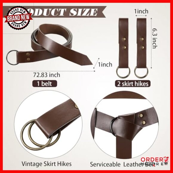 Renaissance Belt Set with Skirt Hikes PU Leather Medieval Cosplay Accessory - Picture 2 of 7